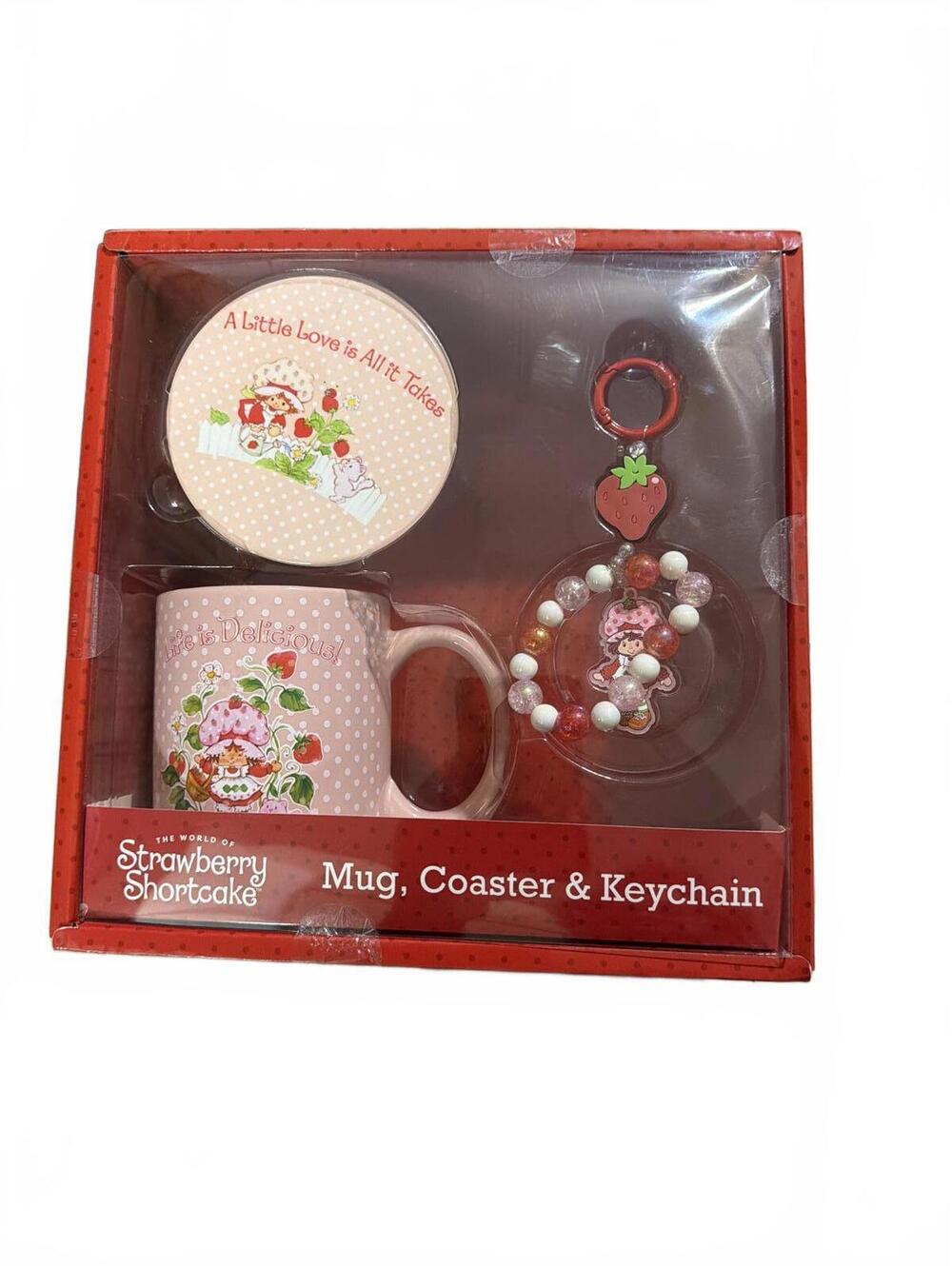 Strawberry Shortcake Mug, Coaster & Keychain Gift Set